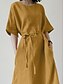 cheap Dresses-Women&#039;s Mini Dress Cotton Linen Dresses Casual Dress Basic Casual Vacation Daily Regular Fit Plain Half Sleeve Crew Neck Black Yellow Blue Summer