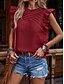 abordables Chemises-Femmes Chemises inspirées du lin T-shirt Uni Mode Moderne Occasionnel Manche Courte Col roulé Hauts Réguliers Quotidien Week-end A Volants Noir Vin Été Printemps