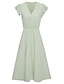 preiswerte Weiße Spitzenkleider-Damen Midikleid Weißes Kleid Casual kleid A Linie Kleid Stilvoll Basic Brautkleider schlicht Urlaub Täglich Regular Fit Glatt Ärmellos V Ausschnitt Weiß Grün Sommer Frühling
