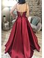 levne červená-Ball gown večerní róba elegantní šaty formální večerní párty podlahové délky bez rukávů bez ramene s kapsou bavlněné bez zad s záhyby