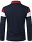 preiswerte Klassisches Poloshirt für Herren-Herren Farbblock Rugby-Poloshirts Langarm Polo-Shirts Revers 3D-Druck Modern Bequem Arbeit Lässig Sport Ferien Patchwork Knöpfe Frühling &amp; Herbst Gelb Rote Marineblau