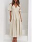 cheap Work Dresses-Women&#039;s Maxi Dress Casual Dress Swing Dress Basic Casual Vacation Daily Regular Fit Plain Short Sleeve V Neck Black Green Apricot Light Blue Summer