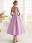 preiswerte Cocktailkleider-A-Linie Knöchellänge Cocktailkleider Partykleider Elegant High-Low Ärmellos U-Boot-Ausschnitt Formell Hochzeitsgast Tasche Satin mit Blumenmuster Tasche