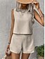 cheap Sets-Women's Linen-feel Set Linen-Inspired Sets Two Piece Sets Baggy Shorts Sleeveless Crew Neck Plain Fashion Daily Casual Daily Black Royal Blue Orange Summer Regular Fit