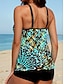 billiga Tankinis-Kvinnors badkläder Tankini 2-delad Boy Leg baddräkt Rygglös Semester Strandkläder Leopard Prickig U-ringad Ärmlös Badkläder