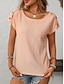 abordables Hauts en dentelle-Blouses Éléguantes en Dentelle Blanche pour Femmes Top en Dentelle à Oeillets Mode Moderne Basique Regular Tops Manches Courtes Col Ronde Boutons Ajustement Normal Quotidien Week-end Romantique