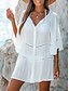 baratos Vestidos de Praia-Mulheres Roupa de Banho Cobertura Vestido de Banho roupa de banho Com Corte Férias Roupa de Praia Côr Sólida Decote V Manga Longa Fatos de banho
