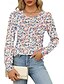 voordelige Vrouwen Werk Tops-Dames Overhemd Blouse Effen Kleur Basic Casual Lange mouw Strakke ronde hals Normale tops Dagelijks Met ruches Zwart Wit Blozend Roze Wijn blauw Zomer Lente