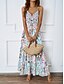 preiswerte Ausgefallene Kleider-Damen Maxidress Casual kleid A Linie Kleid skims dress Boho-Kleid Böhmen Brautkleider schlicht Boho Urlaub Täglich Regular Fit Blumen Ärmellos Gurt Blau Grün Sommer