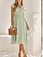 preiswerte Weiße Spitzenkleider-Damen Midikleid Weißes Kleid Casual kleid A Linie Kleid Stilvoll Basic Brautkleider schlicht Urlaub Täglich Regular Fit Glatt Ärmellos V Ausschnitt Weiß Grün Sommer Frühling