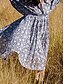 ieftine Rochii casual florale-Pentru femei Rochii Midi Rochie casual Stilat Casual Vacanță Zilnic Fit regulat Floral Lungime Manșon 3/4 Stil Nautic Bleumarin Albastru piscină Primăvară Toamnă