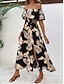 economico Abiti da vacanza-Per donna Vestito maxi Abito casual Abito linea A Moda Informale Da mare Giornaliero Standard A foglia Manica corta Senza spalline Nero Estate