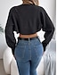 billige Åpen front cardigan-Dame Kofte Kabelstrikket genser Gatemote Daglig Stilfull Ren farge Tykk Heklet Åpen Forside Uthult Strikket Raglan Ermer Lanterne Erme Langermet Crop Tops Strikke Hjem Fest Daglig Svart Hvit Vår Høst