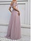billige Brudepigekjoler-A-formet Brudepige Kjole Off Shoulder Uden ærmer Elegant Gulvlængde Nylon med Split Foran
