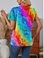 economico T-shirt Tie Dye e Gradiente-Per donna Maglietta Sfumatura Casual Manica Corta Girocollo Top Regolari Quotidiano Stampato Blu Viola Verde Arcobaleno Estate