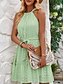 preiswerte Sommerkleider-Damen Minikleid Casual kleid A Linie Kleid Stilvoll Basic Brautkleider schlicht Urlaub Täglich Regular Fit Glatt Ärmellos Halfterhals Grün Aprikose Sommer