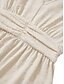 preiswerte Weißes Kleid-Damen Midikleid Casual kleid A Linie Kleid Stilvoll Basic Brautkleider schlicht Urlaub Täglich Regular Fit Glatt Kurzarm V Ausschnitt Aprikose Sommer Frühling