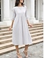 voordelige Witte Casual Jurken-Dames Halflange jurk Casual jurk A lijn jurk Stijlvol Basic Casual Vakantie Dagelijks Normale pasvorm Effen 3/4 mouw Strakke ronde hals Wit Groen Zomer Lente