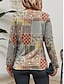 abordables T-shirt Boho-Mujer Camiseta Graphic Geométrico Casual Manga Larga Cuello Barco Tops regulares Diario Estampado Verde salvia Primavera Otoño