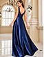 abordables Robes de demoiselle d&#039;honneur-Robe de Demoiselle d&#039;Honneur A-Line Col Carré Sans Manches Élégante Longueur de Sol Nylon avec Fente Avant
