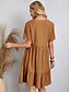 voordelige Witte jurk-dames werkjurk casual jurk a-lijn jurk elegant kantoor dagelijks lange jurk maxi jurk patchwork v-hals korte mouw effen regular fit zwart roze rood zomer lente s m l xl 2xl
