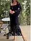 preiswerte Weiße Spitzenkleider-Damen Maxidress Weißes Kleid schwarzes kleid Spitzenkleid Elegant Stilvoll Sexy Hochzeit Urlaub Party Regular Fit Langarm Quadratischer Ausschnitt Schwarz Weiß Sommer Frühling Herbst Winter