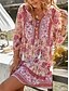 billige Boho-kjoler-Dame Mini kjole Uformell kjole Boho elegante kjoler Boho-kjole Bohem søt stil Stilfull Feriereise Daglig Strand Løstsittende Grafisk Langermet V-hals Rød Grønn Vår Høst