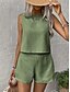 cheap Sets-Women's Linen-feel Set Linen-Inspired Sets Two Piece Sets Baggy Shorts Sleeveless Crew Neck Plain Fashion Daily Casual Daily Black Royal Blue Orange Summer Regular Fit