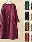 economico Vestiti-Per donna Taglie Forti Mini Abito Abiti ispirati al lino Vestito Casual Casual Quotidiano Vestibilità aderente Manica 3/4 Girocollo Nero Rosso arrugginito Rosso Blu Primavera Autunno