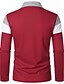 preiswerte Klassisches Poloshirt für Herren-Herren Farbblock Rugby-Poloshirts Langarm Polo-Shirts Revers 3D-Druck Modern Bequem Arbeit Lässig Sport Ferien Patchwork Knöpfe Frühling &amp; Herbst Gelb Rote Marineblau