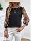 voordelige Elegante topjes-Dames Overhemd Blouse Bloemig Stijlvol Casual 3/4 mouw Strakke ronde hals Normale tops Dagelijks Netstof Geborduurd Afdrukken Zwart Marineblauw Zomer Lente