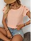 abordables Hauts en dentelle-Blouses Éléguantes en Dentelle Blanche pour Femmes Top en Dentelle à Oeillets Mode Moderne Basique Regular Tops Manches Courtes Col Ronde Boutons Ajustement Normal Quotidien Week-end Romantique
