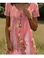 ieftine Rochie Artă și Design-WOMEN'S MINI DRESS CASUAL DRESS PETITE DRESS T SHIRT DRESS TEE DRESS SUNDRESS CASUAL VACATION CASUAL DAILY REGULAR FIT OMBRE ABSTRACT MARBLE SHORT SLEEVE CREW NECK YELLOW PINK DUSTY ROSE
