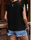 abordables Chemises-Femmes Chemises inspirées du lin T-shirt Uni Mode Moderne Occasionnel Manche Courte Col roulé Hauts Réguliers Quotidien Week-end A Volants Noir Vin Été Printemps