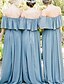 voordelige Bruidsmeisjesjurken-A-Lijn Bruidsmeisjesjurk Sweetheart  Strapless  Off Shoulder Korte Mouw Elegante Vloerlengte Chiffon  Nylon met Plisse  Ruffles  Drapering