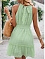 preiswerte Sommerkleider-Damen Minikleid Casual kleid A Linie Kleid Stilvoll Basic Brautkleider schlicht Urlaub Täglich Regular Fit Glatt Ärmellos Halfterhals Grün Aprikose Sommer