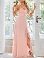 billiga Brudtärneklänningar-A-linjeformad Brudtärneklänning Söt hjärtformad  Spaghetti Band  Strapless Lång Ärmlängd Elegant Golvlängd Chiffon  Spandex med Korsning  Volanger  Drapering