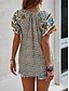 preiswerte Damen Urlaub Oberteile-Damen Valentinstag Hemd Bluse Bohemia Retro Vintage Blumen Normal Oberteile Kurzarm V-Ausschnitt Print Normale Passform Alltag Casual Rot Beige Sommer Frühling Herbst