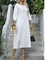 voordelige Witte Casual Jurken-Dames Halflange jurk Casual jurk A lijn jurk Stijlvol Basic Casual Vakantie Dagelijks Normale pasvorm Effen 3/4 mouw Strakke ronde hals Wit Groen Zomer Lente