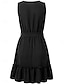preiswerte Einfaches Kleid-Damen Mini Kleid A-Linie Kleid Sommerkleid Einfarbig Off-Shoulder Kleid Basic Lässig Urlaub Täglich Reguläre Passform Grafik Ärmellos V-Ausschnitt Schwarz Blau Grün Sommer
