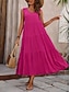 abordables Robes de vacances-Femme Robe Maxi Robe casual Robe Évasée Robe Trapèze mode basique Décontractées Vacances du quotidien Standard Plein Sans Manches Col V Noir Jaune Rouge Fuchsia Eté Printemps