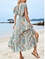 preiswerte Ausgefallene Kleider-Damen Maxidress Casual kleid A Linie Kleid Boho-Kleid Stilvoll Brautkleider schlicht Urlaub Täglich Regular Fit Blumen Paisley-Muster Kurzarm V Ausschnitt Blau Sommer Frühling