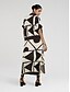 abordables robe décontractée imprimée-Femmes Blanche Manche Courte Géométrique Noir &amp; blanc Motif Color Block Col en V Ample Double fente Printemps &amp; Été Printemps et été Motif Géométrique Confortable Ample Vacances S M L