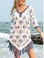 preiswerte Strandkleider-Damen Badeanzug Zudecken Schwimm-Kleid Bademode Strick Randbereich Urlaub Strandbekleidung Graphic V Ausschnitt Kurze Ärmel Badeanzüge