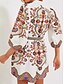ieftine Rochii Boho-Pentru femei Rochie Mini Rochie casual Rochie A line Rochie Boho Stilat Casual Vacanță Petrecere Zilnic Potrivire Largă Floral Lungime Manșon 3/4 Guler Cămașă Alb Vară Primăvară Toamnă