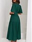 economico Abiti da festa-Per donna Vestito maxi Abito casual Abito linea A Moda Essenziale Informale Da mare Giornaliero Standard Liscio Mezza manica A V Verde Beige Estate Primavera