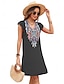 billiga Bohemklänningar-alla hjärtans dag Dam Vanligt Mini klänning Boho Chic klänningar A linjeklänning Boho-klänning bohemliv Stylish Klassisk Holk Kall axel Semester Fest Dagligen Formpassad Geometrisk Slät Ärmlös V-hals