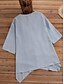 billige Kvinne Enkle Topper-Dame Bluse Helfarge Elegant Stilfull Fritid Kortermet Crew-hals Vanlige topper Arbeid Daglig Ut på byen Asymetrisk kant Dusty Blue Grå Sommer Vår