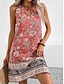 preiswerte Ausgefallene Kleider-Damen Minikleid Casual kleid Boho Chic Kleider Tank-Top Kleid Boho-Kleid Böhmen Brautkleider schlicht Boho Urlaub Täglich Strand Lockere Passform Blumen Ärmellos Rundhalsausschnitt Rote Beige Sommer