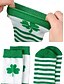 voordelige Accessoires voor dames-St. Patrick&#039;s Day groene en wit gestreepte kniekousen en vingerloze handschoenen set met klavertje vier-motief, feestelijke accessoires voor vrouwen, perfect voor feestdagen en kostuumfeesten